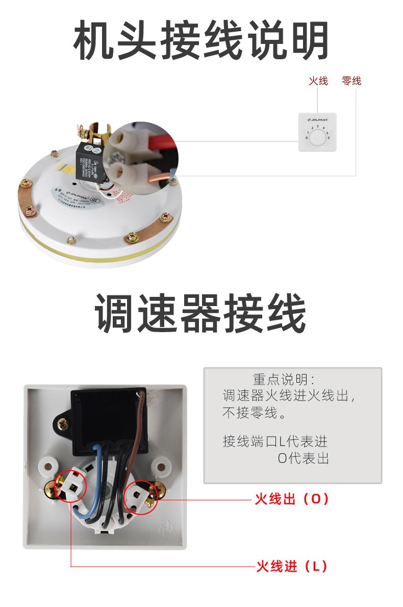金羚jinling吊扇纯铜48吋56英寸家用客厅电风扇轻音铁叶1400五叶大