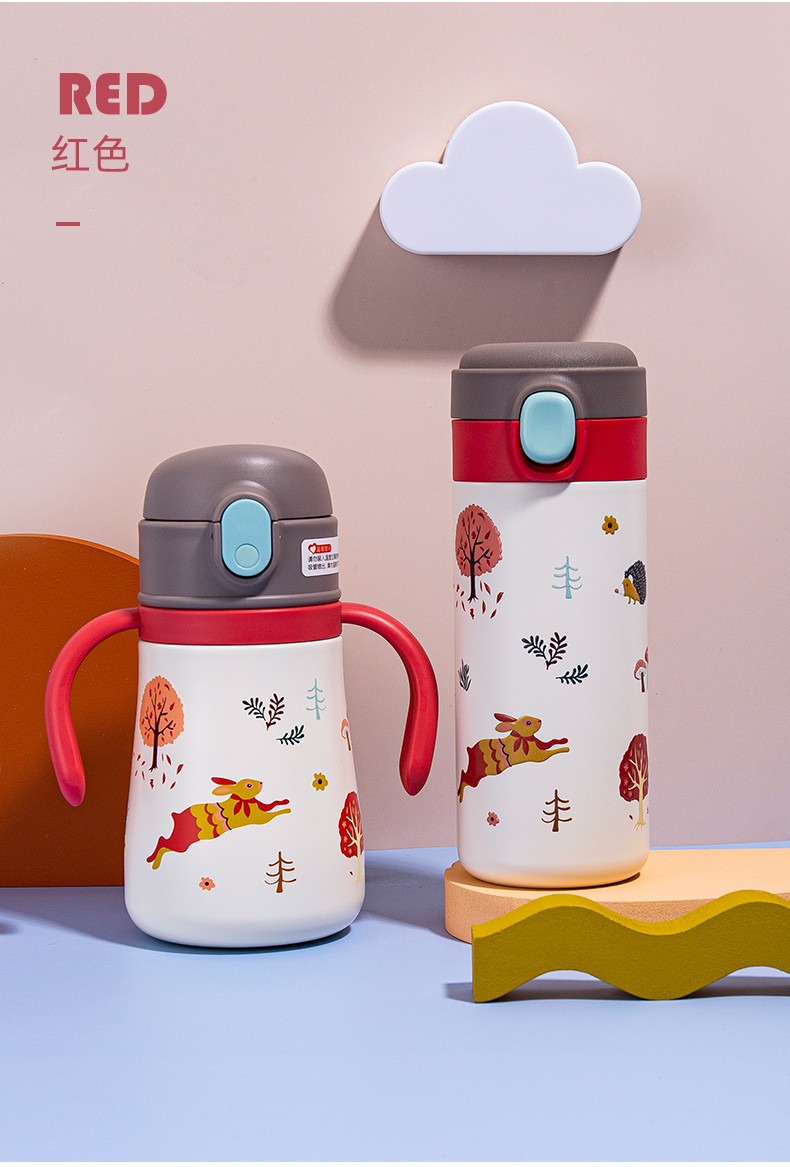 diller亲子系列儿童保温杯带吸管水杯两用保温壶316不锈钢幼儿园男女
