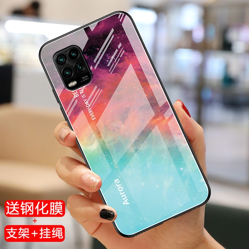 千道小米10青春版手机壳玻璃小米10s男女5g手机套新款防摔全包边硬壳