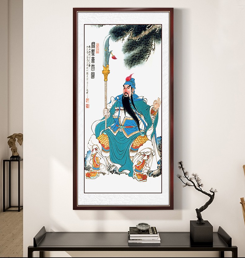 欧艺美关公画像供奉武财神关羽玄关挂画招财关圣帝君