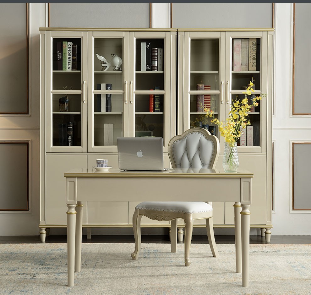 她映像 美式书桌 美式轻奢书桌美式书房家具写字台办公桌学习桌 香槟