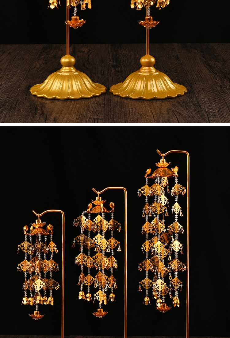 花挂式璎珞佛前花瓶摆件彩绘仿真荷花铝金花供佛花供佛灯饰居家摆件