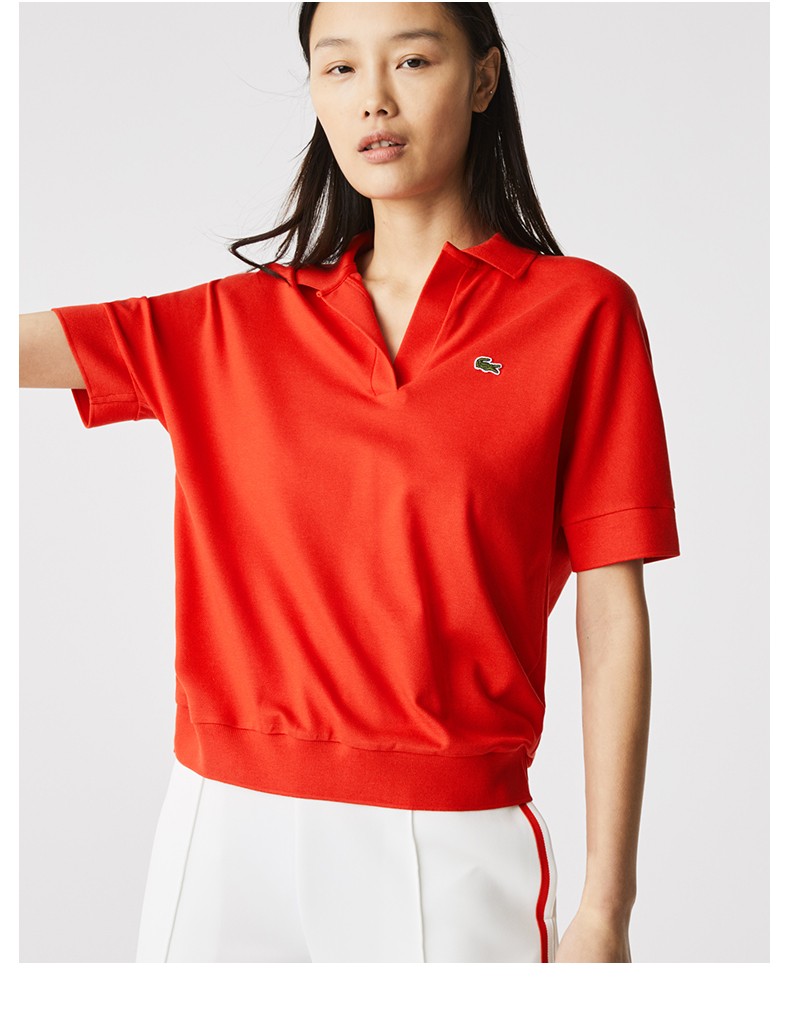 lacoste法国鳄鱼女装夏季新款时尚经典透气短袖polo衫女pf0504ady粉色
