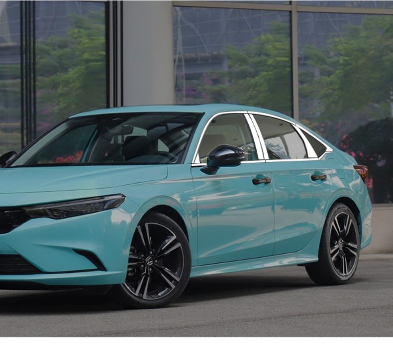 适用于2022款本田思域三箱型格中柱镜面pc装饰贴专用车窗亮条改装配件