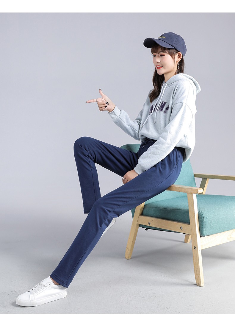 幻黛宽松直筒裤女2022春季新款运动裤学生显瘦休闲卫裤女装长裤黑色l