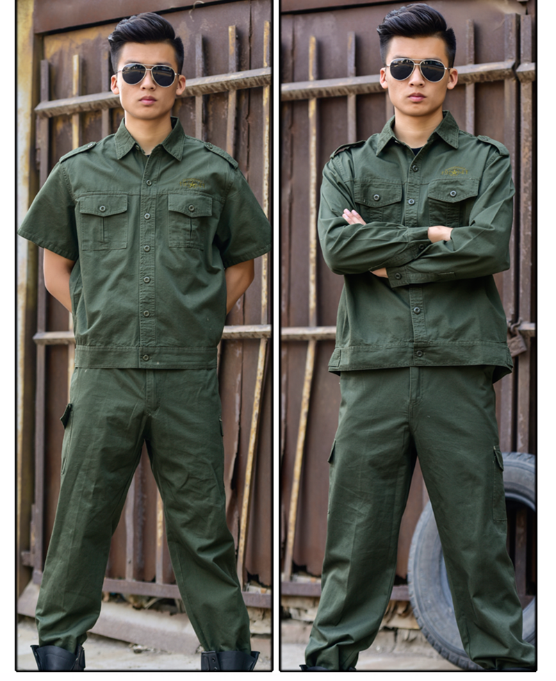 剑貂(jiandiao)建筑工地工作服套装男夏薄款纯棉男士农民工干活穿的