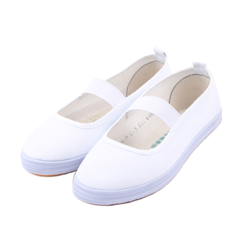 泰瑞格儿童舞蹈鞋女童白鞋帆布鞋幼儿园体操鞋小学生白球鞋软底红色拍