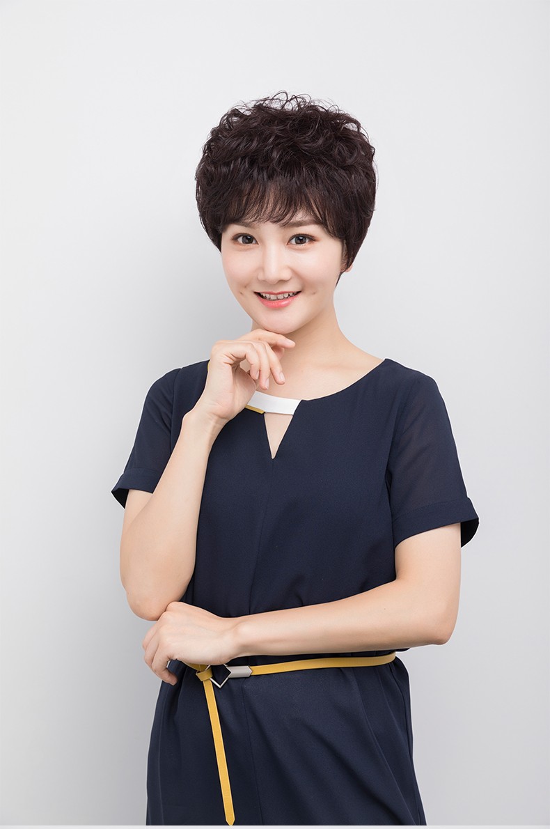 佰丝堂假发女短发全头套式中老年妈妈全真人发丝发套整顶轻薄自然真发