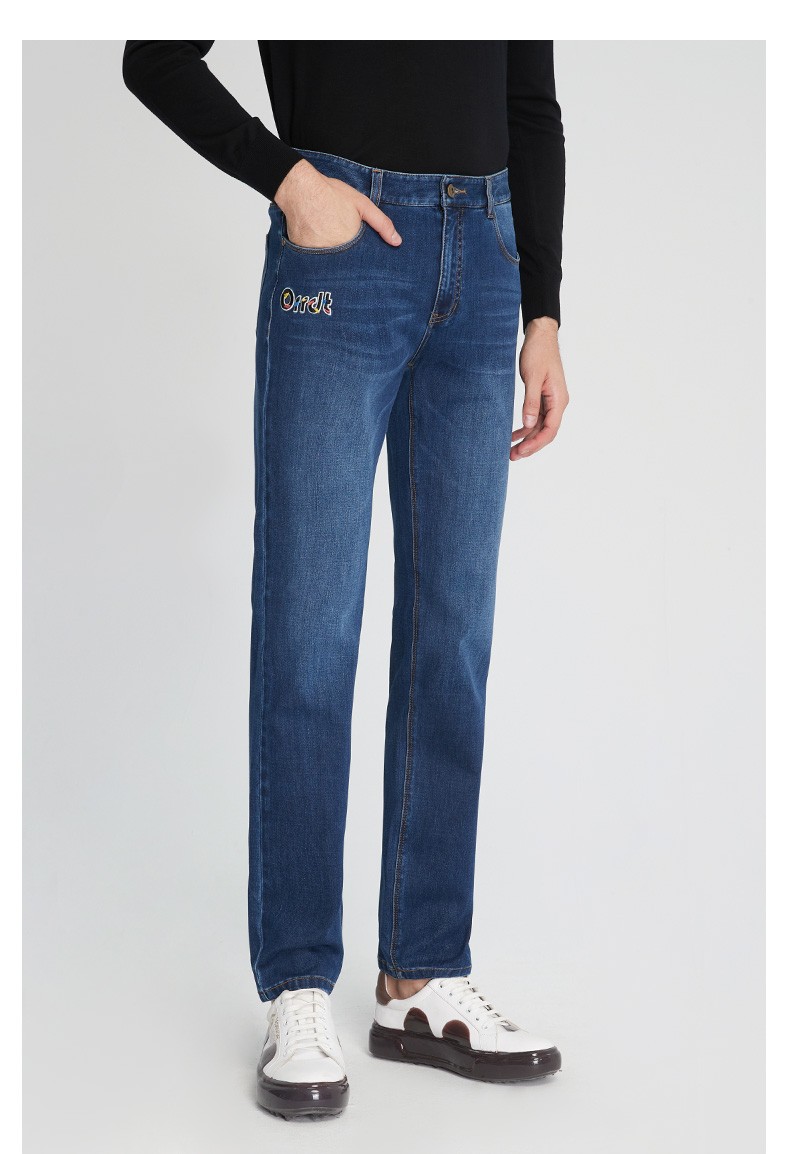 澳林丹顿orrdt牛仔裤奢侈品男装春秋新款彩色字母刺绣