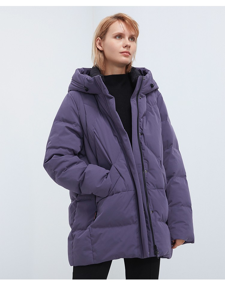 雪伦羽绒服女短款加厚款2021年新款连帽中老年款商场同款11322摩登黑