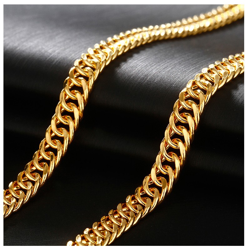 zsk珠宝钻石快线黄金男士项链足金999男款金项链牛仔马鞍链男款金链子