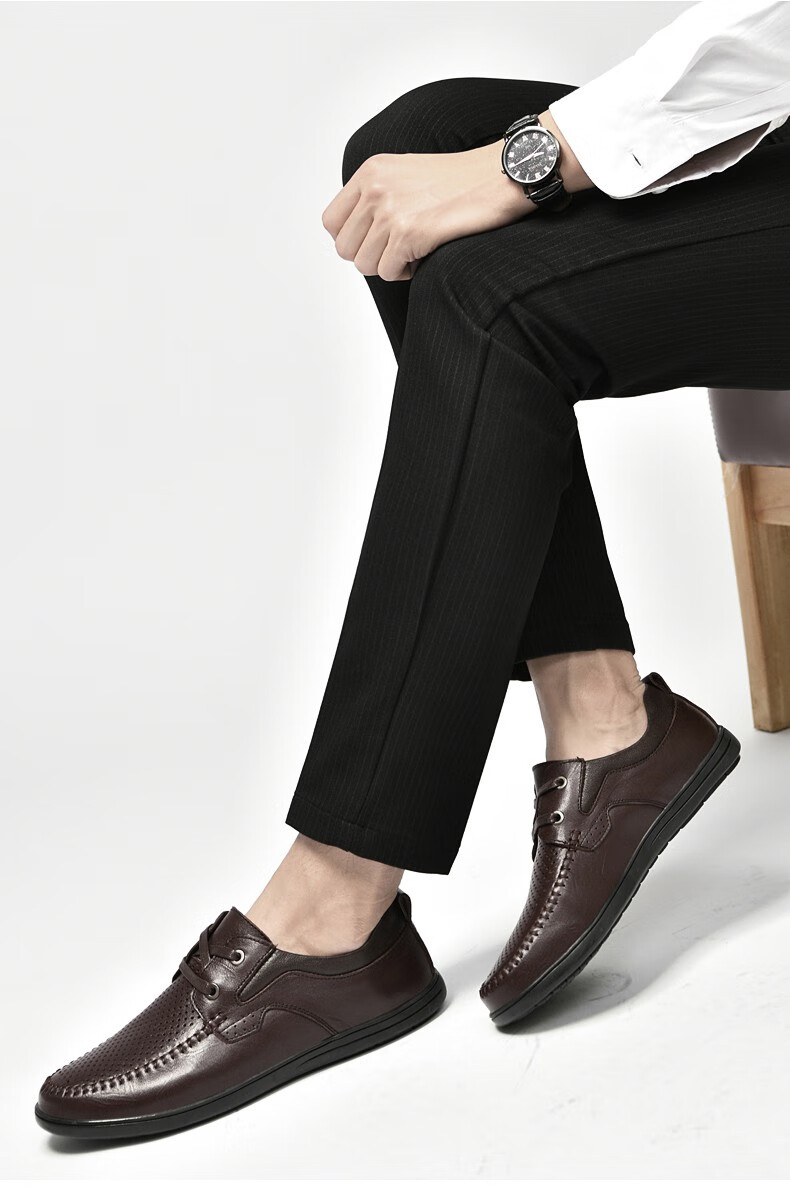 金迈王百搭皮鞋男真皮商务正装头层牛皮纯牛皮软皮中年人系带休闲鞋男