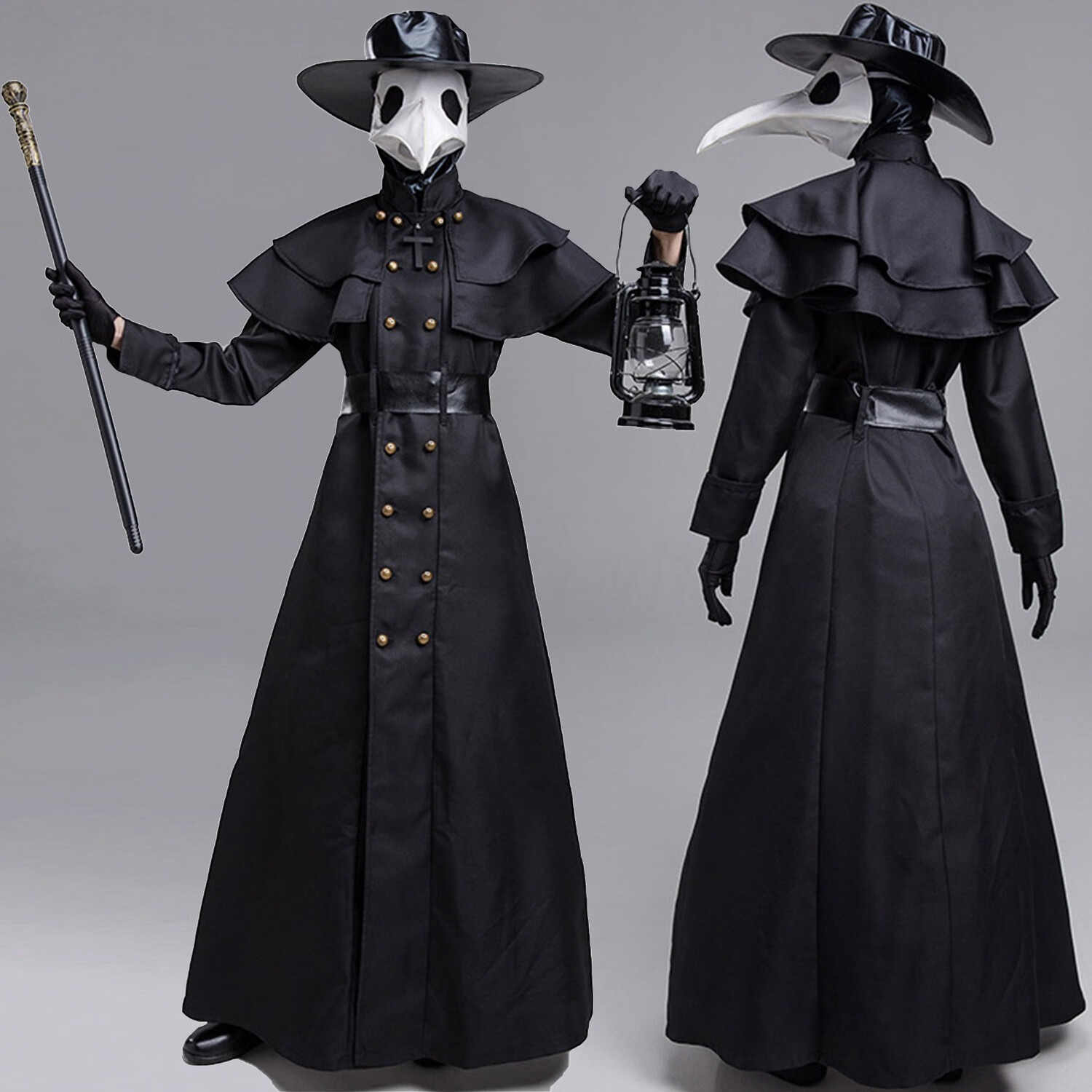 万圣节服装乌鸦医生服装瘟疫嘴表演服瘟疫医生表演服 男乌鸦先生 m码
