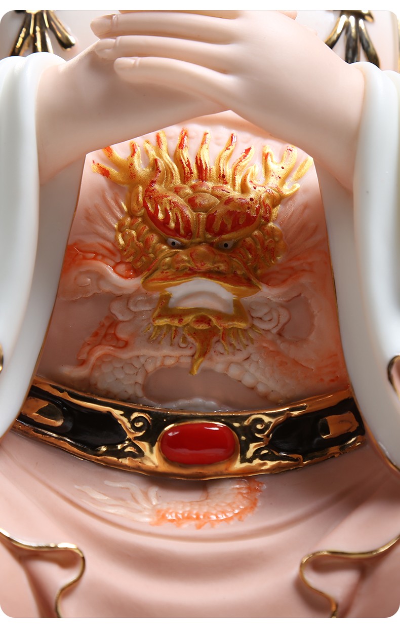 微美德化陶瓷羊脂玉瓷彩绘道教坐像之泰山奶奶道教仙家居家摆件羊脂玉