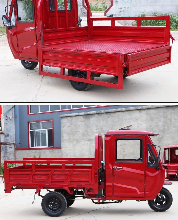 半棚三轮摩托车载重半封闭农用货用汽油三轮车国四电喷上牌照侧方向盘