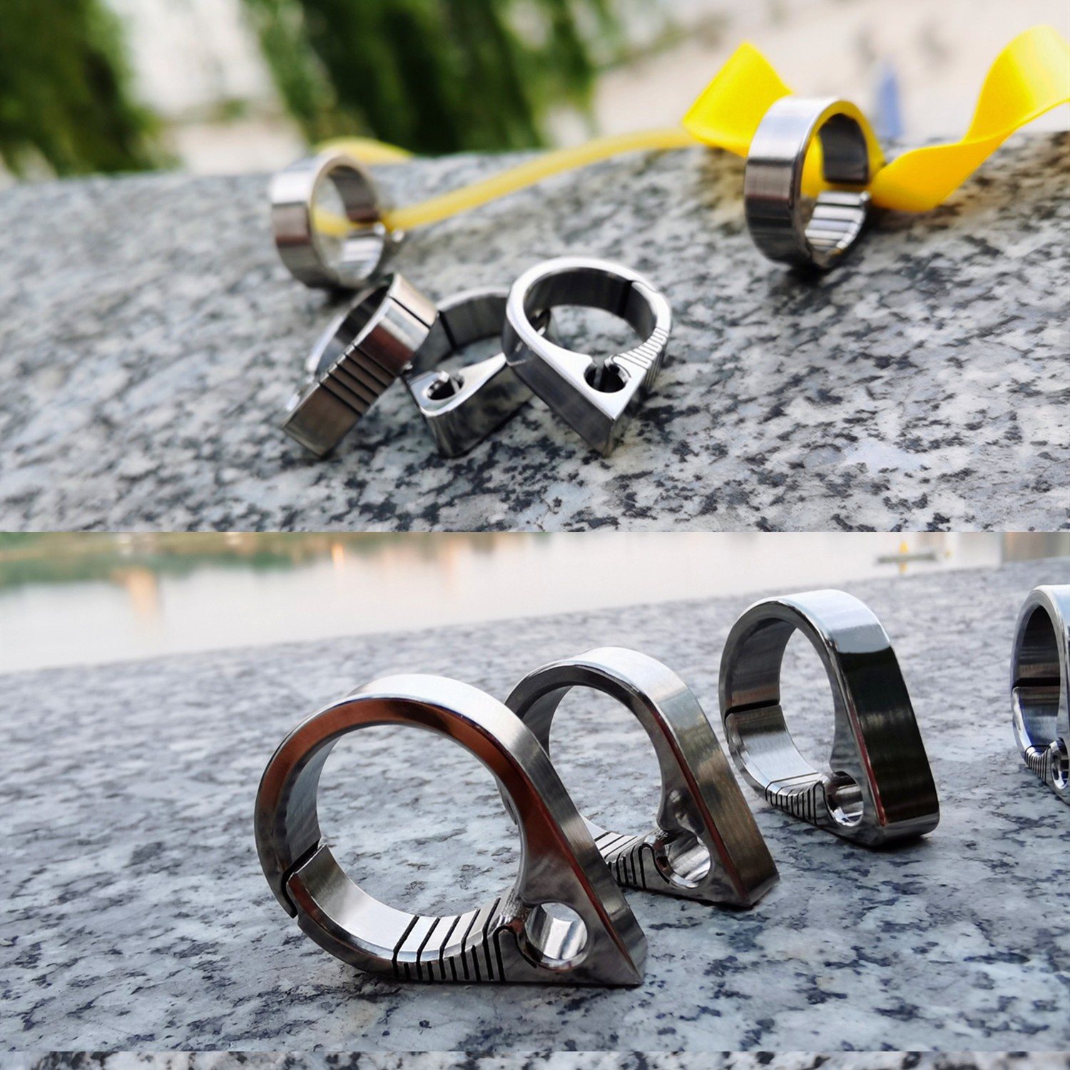 无托架指环弹弓钛合金指环弹弓快压指环弹弓专业扁皮弹弓微型弓 钛