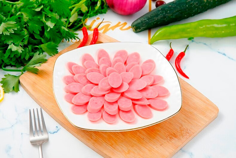 双汇肉花肠无淀粉香肠火腿肠煎炸烧烤泡面搭档即食零食 肉花肠90g*10