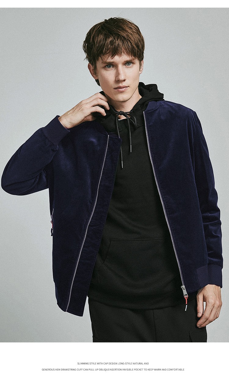 riverstone男装春秋男士夹克舒适百搭个性韩版外套男潮流藏蓝s