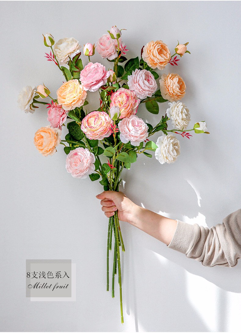 迷妆仿真牡丹花玫瑰花束婚庆家居客厅落地装饰花假花绢花插花仿真花