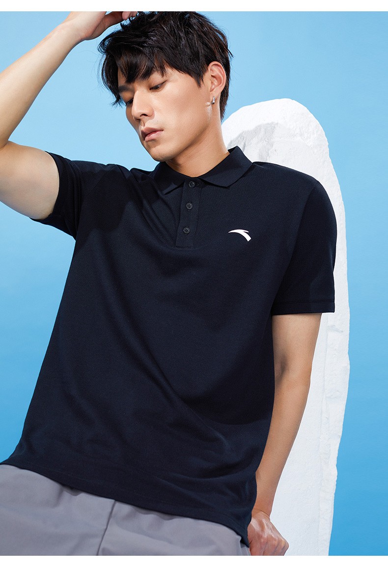 安踏短袖t恤男2021春夏新品polo衫纯棉男士有领半截袖宽松休闲综训