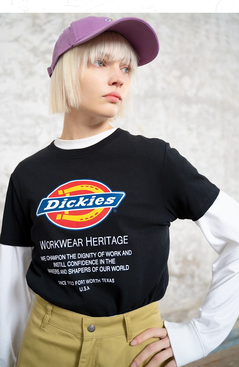 经典系列dickies短袖字母logo印花短袖t恤女t恤女短袖女dk007534灰