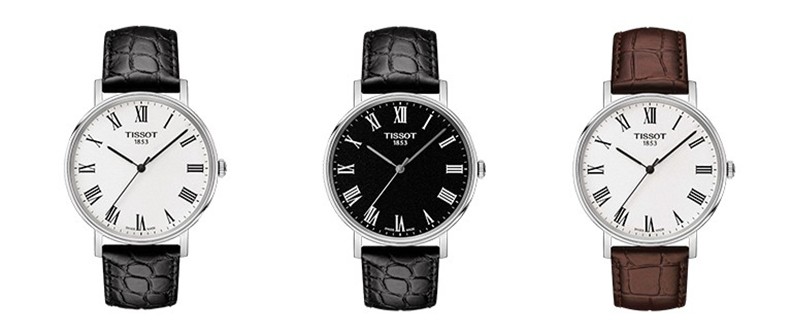 天梭1853魅时系列t109原厂皮带t109410a原装表带鳄鱼纹19mm平纹棕色