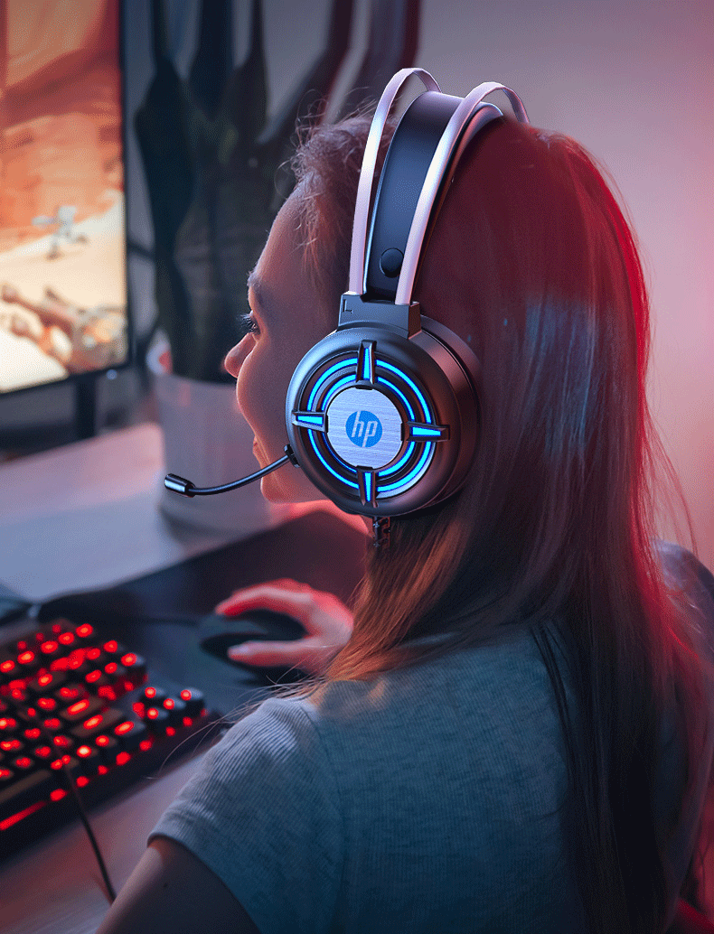 惠普(hp)h120游戏电脑耳机头戴式耳麦降噪有线笔记本台式机吃鸡听音辩