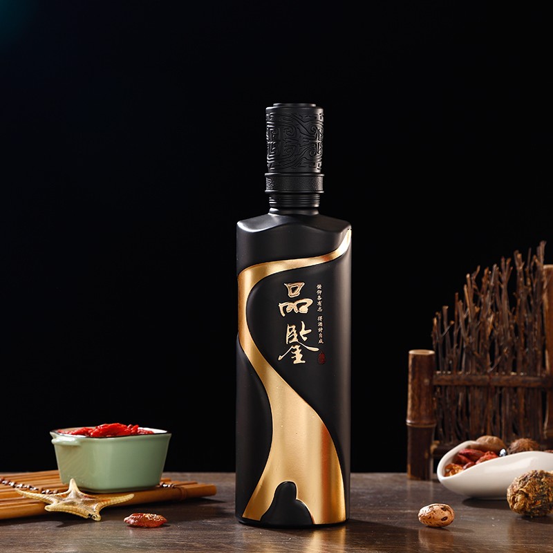 可定制新款高档无铅玻璃空酒瓶一斤500ml黑红蓝品鉴手工白酒空瓶礼品