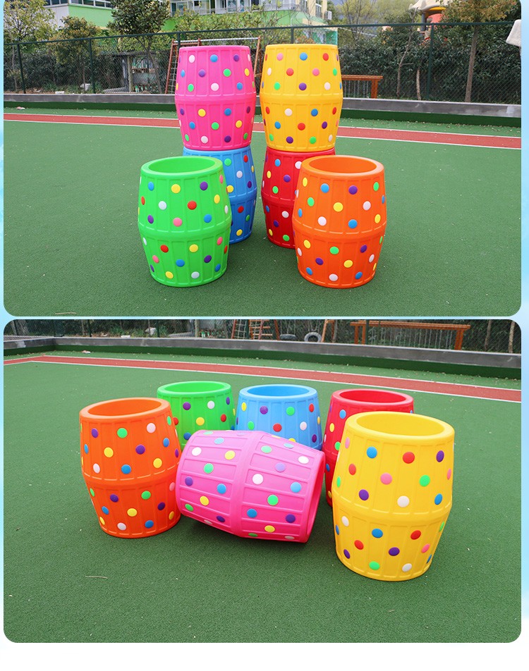 幼儿园大滚筒户外感统训练器材体育运动器械塑料彩色滚球滚圈玩具红色