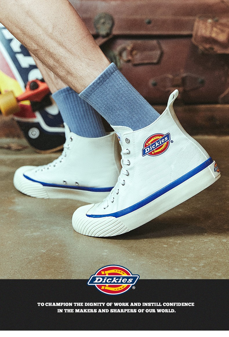 dickies帆布鞋男女鞋2022年春季新款高帮情侣鞋学生帆布鞋潮流平底鞋