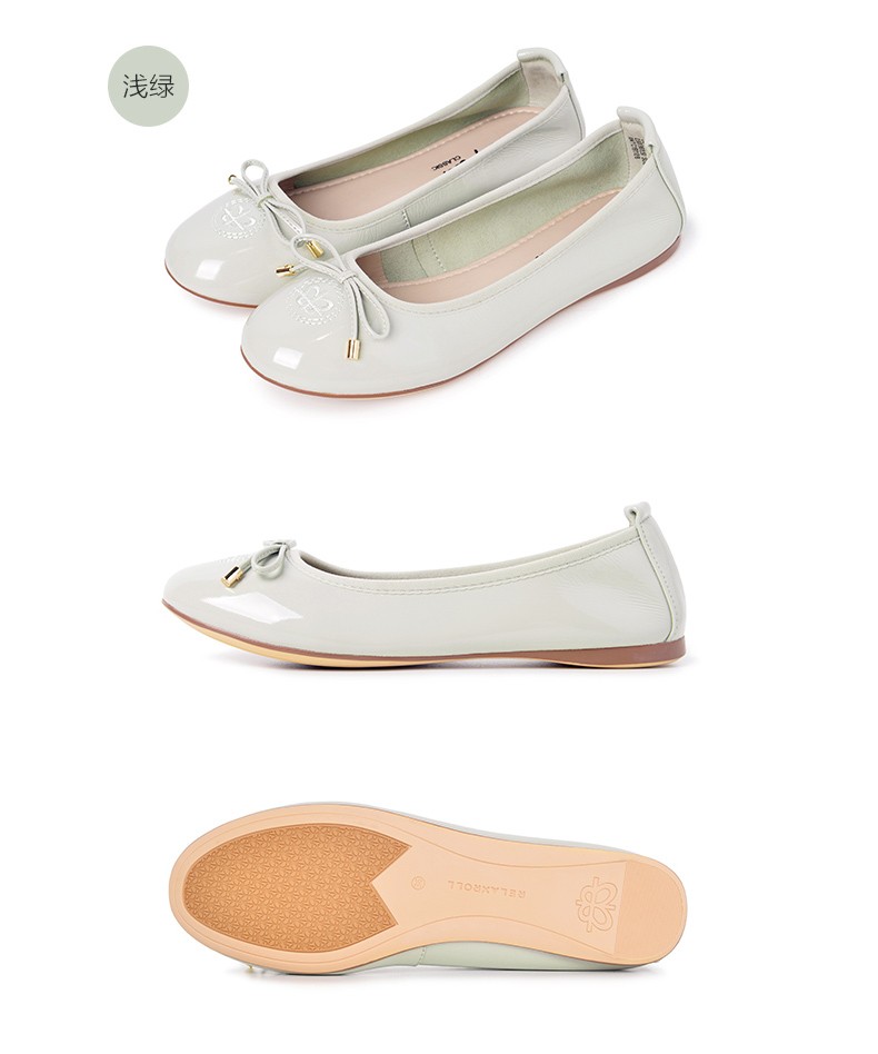 reemoor蝴蝶结单鞋女2021年新款舒适羊皮蛋卷鞋软底圆头睿慕女鞋浅