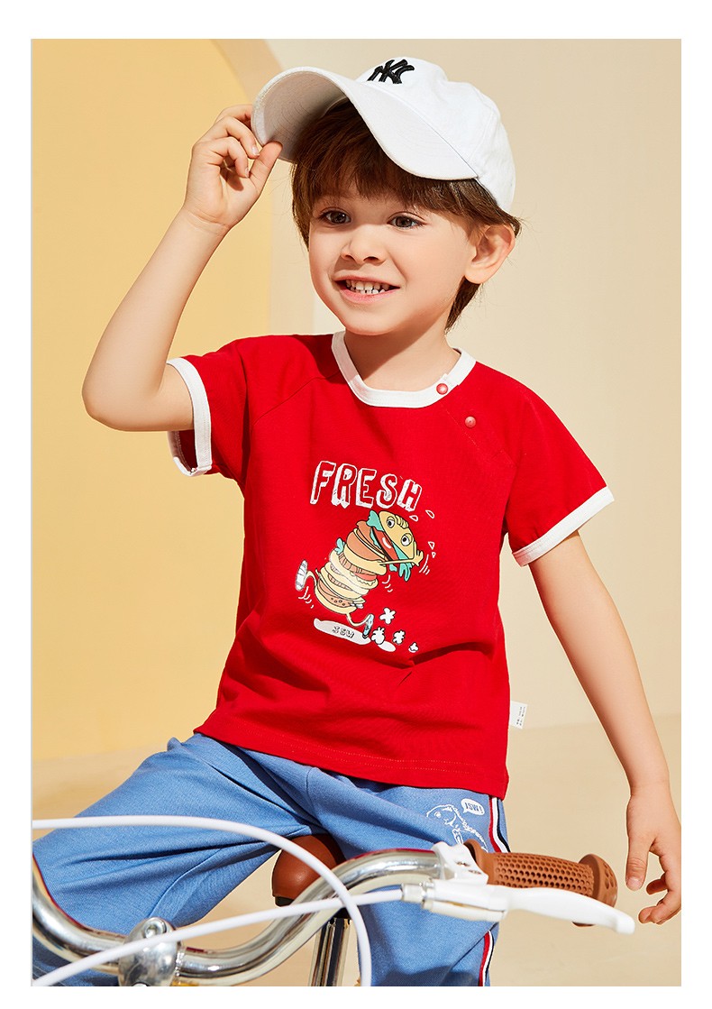 真维斯jeanswest童装男童短袖t恤女童休闲上衣儿童外出打