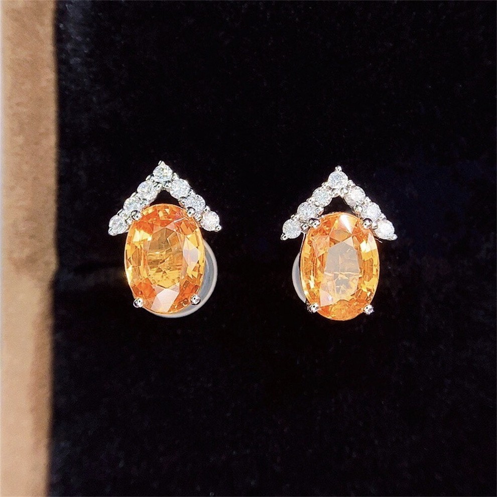 墨辰珠宝 原矿芬达耳钉 彩色宝石18k金镶嵌 裸石重量3ct 晶体通透 附