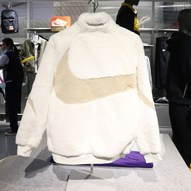 耐克(nike) 外套男女装2022秋冬季大勾logo毛绒休闲运动夹克fb7664 fb
