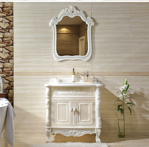 帝诗涵欧式浴室柜组合卫生间全玉石一体盆落地轻奢卫浴柜洗脸盆洗手盆