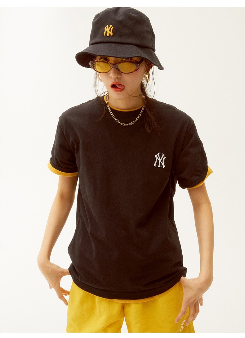 mlb韩国男女ny洋基队短袖t恤道奇队la棉质圆领情侣款简约百搭时尚宽松