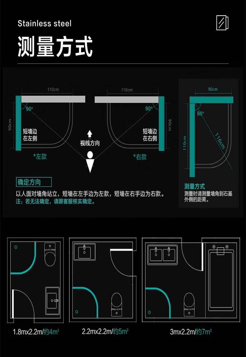 四季沐歌micoe四季沐歌整体淋浴房304不锈钢弧扇形钢化玻璃浴室定制