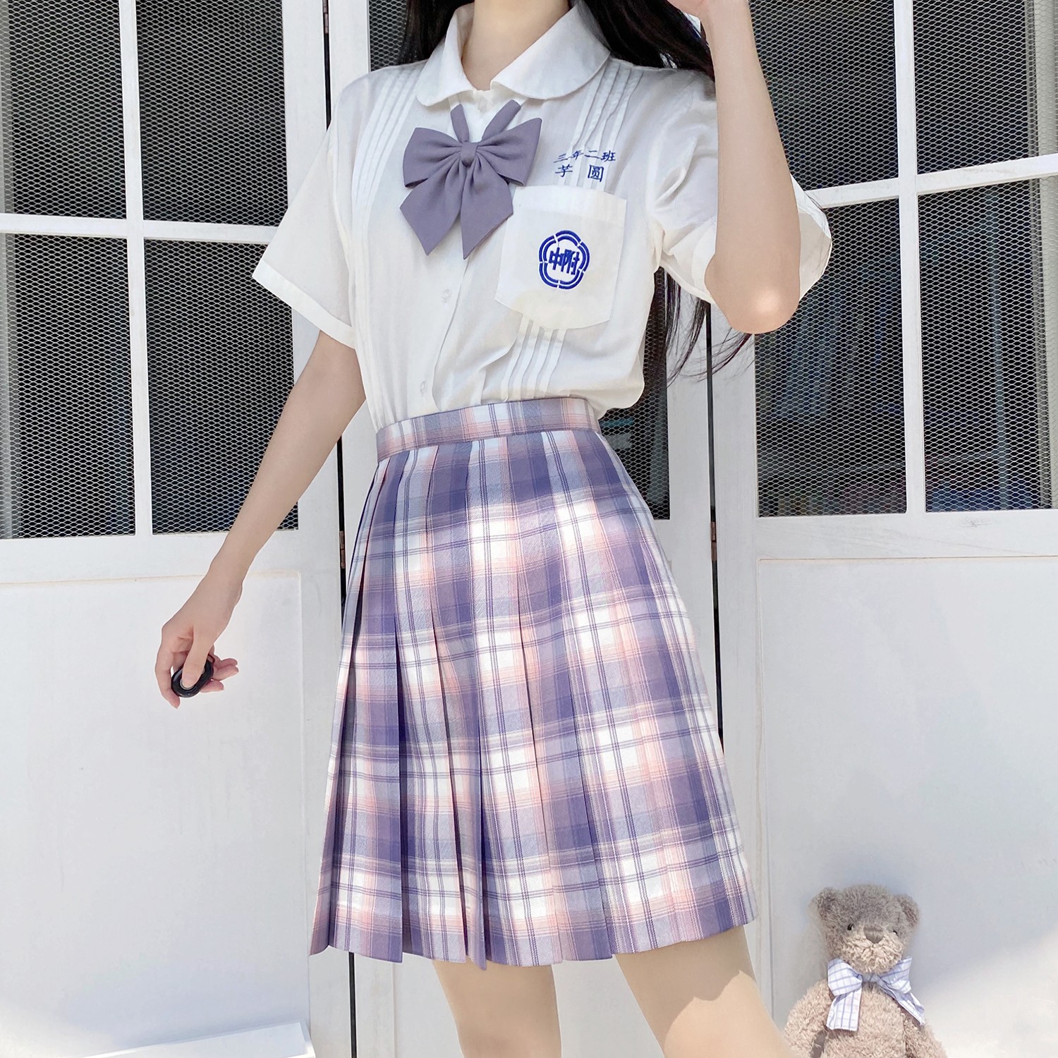 猫耳酱现货芋泥蛋糕葵子jk制服百褶裙正统学院风学生制服裙格裙短裙