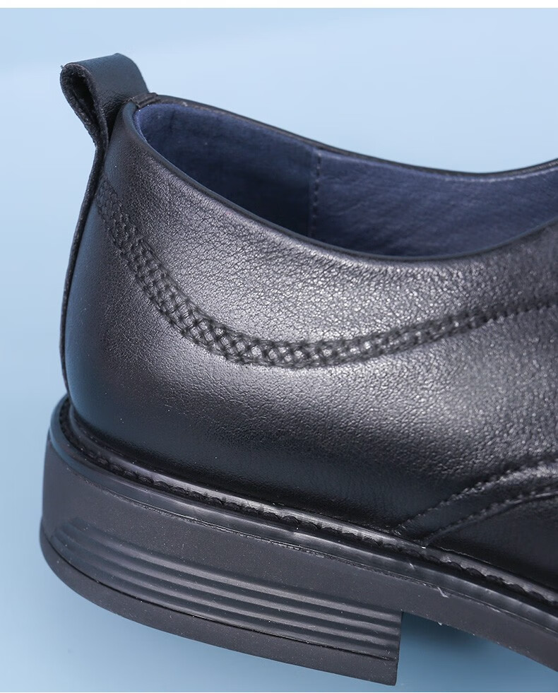 双凤2022春款圆头系带软底软皮弹性舒适商务正装男鞋71a2036黑色40