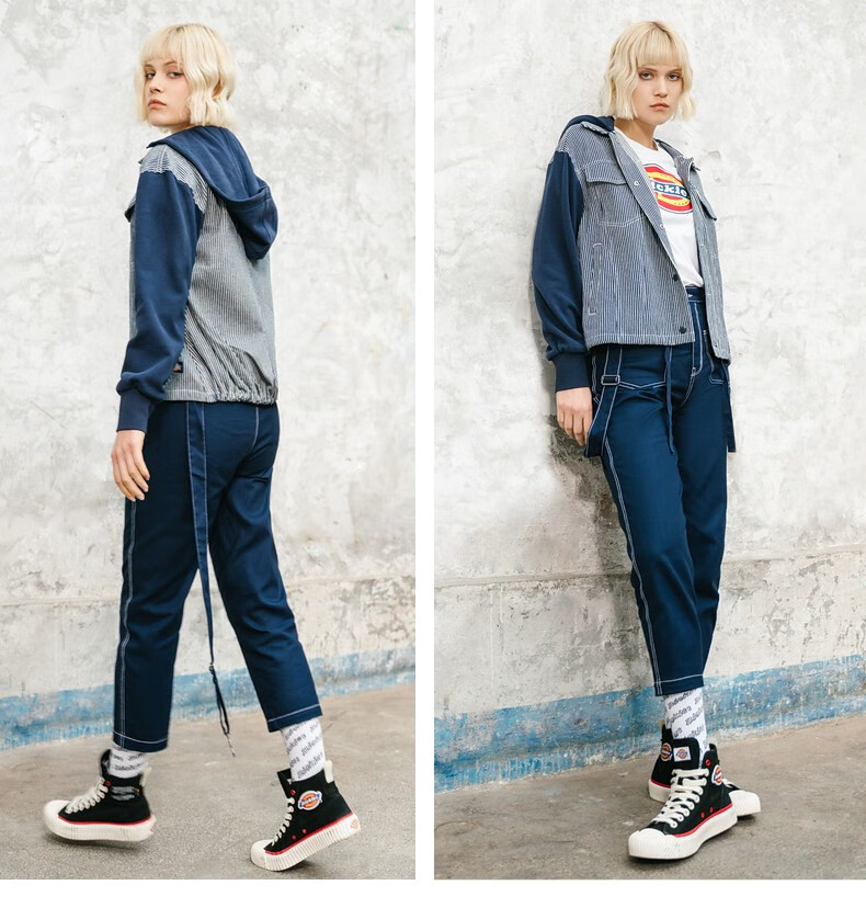 dickies背带裤 可脱卸斜纹女式休闲工装裤dk008830 黑色 028【图片 价