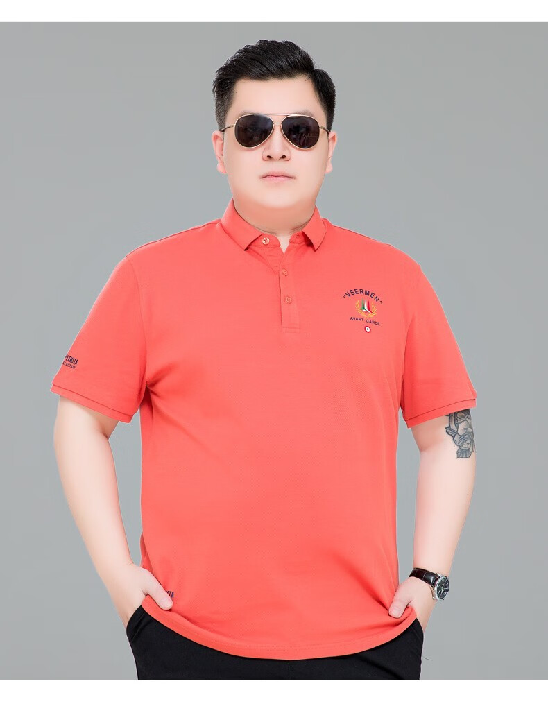 胖大潮大码男装翻领短袖t恤夏季宽松中年男士带领上衣胖子半袖男polo