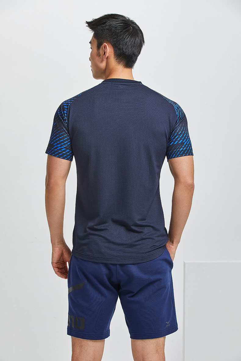 美津浓mizuno男圆领舒适短袖t恤纯色休闲运动football14藏青m