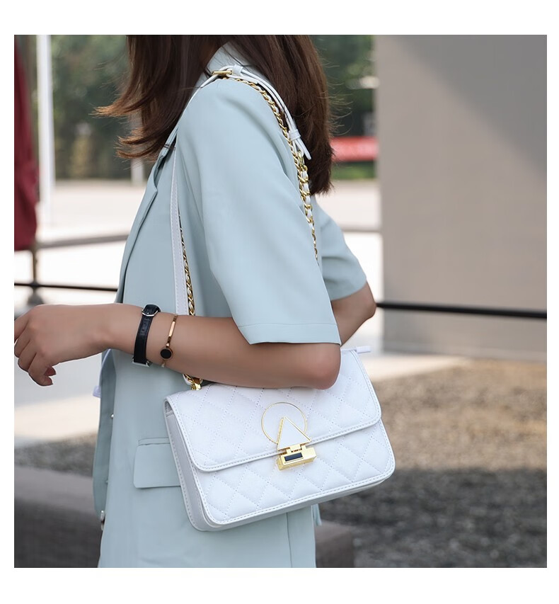 奢曼妮女包潮流复古单肩女士包包双用斜挎包女时尚休闲白色