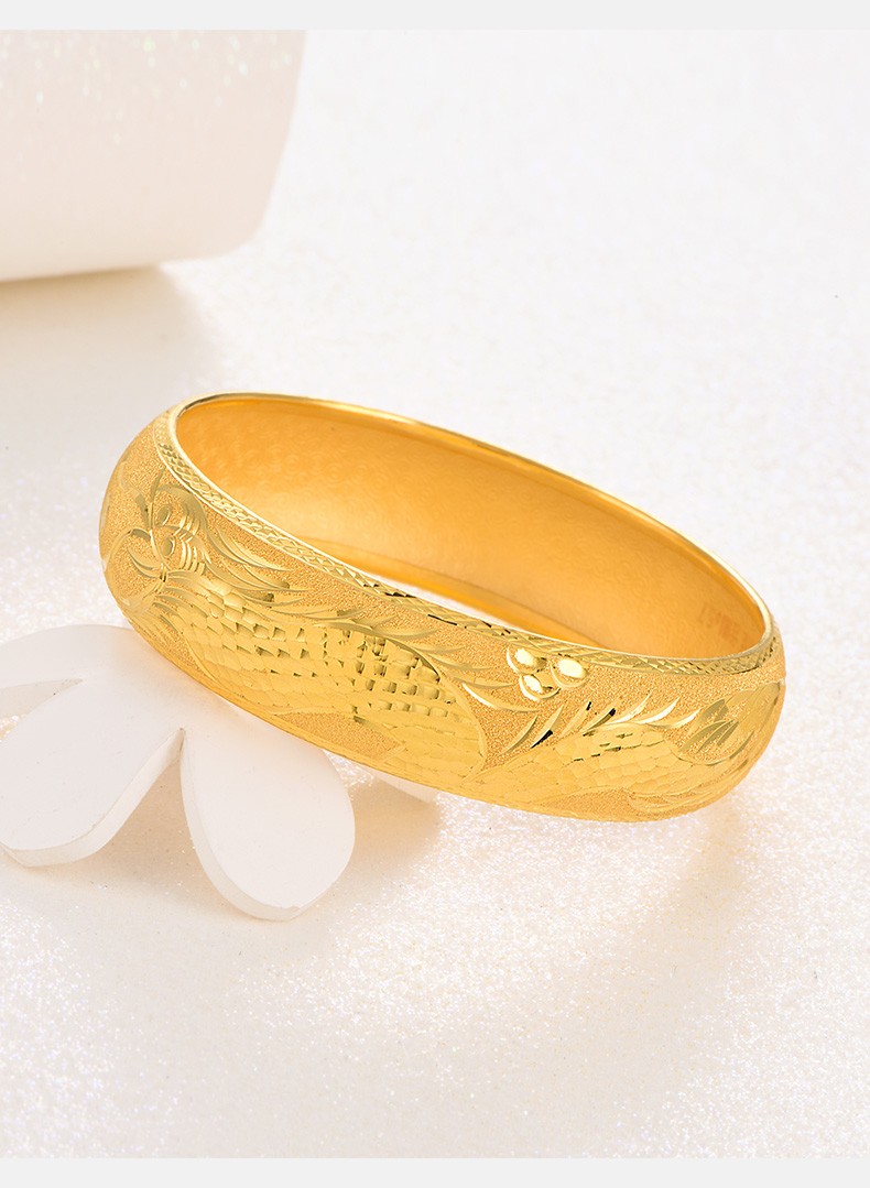 七夕礼物 金饰旺珠宝 黄金手镯女足金999龙凤手镯整圈卷边实心龙凤显