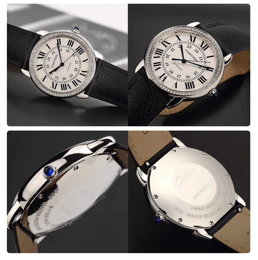 二手95新卡地亚男表伦敦solo系列自动机械精钢后镶钻二手钟表腕表奢侈