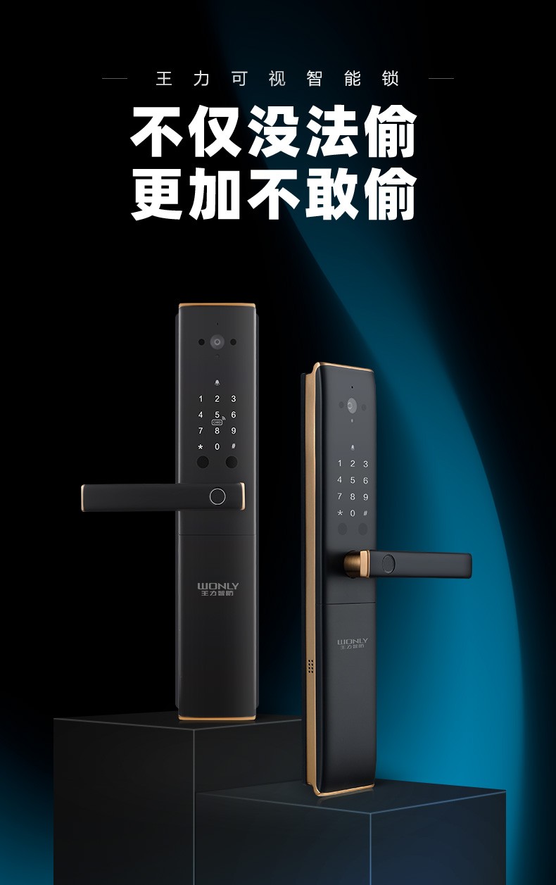 王力智能锁指纹密码锁家用门锁可视猫眼电子智能门锁防盗锁xc201超防