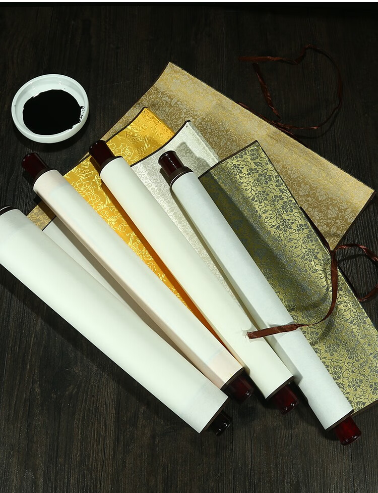 文兮堂卷轴空白卷轴装裱好的空白纸宣纸挂轴画轴书法专用纸作品纸毛笔