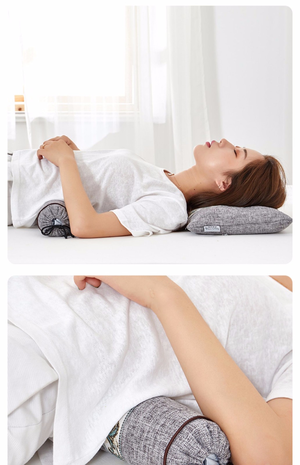 荞麦枕决明子颈椎枕圆枕头睡觉专用圆柱睡眠糖果枕颈枕v5 淑女粉-组合