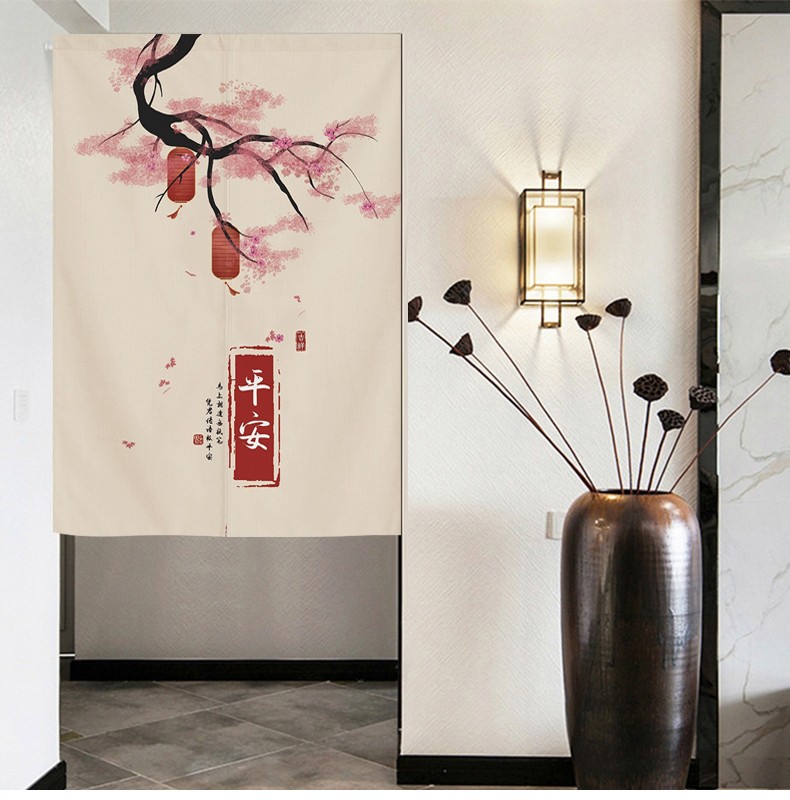 中式门帘隔断帘卧室隐私进入户门挂帘化解门对门帘子免打孔伸缩杆福禄