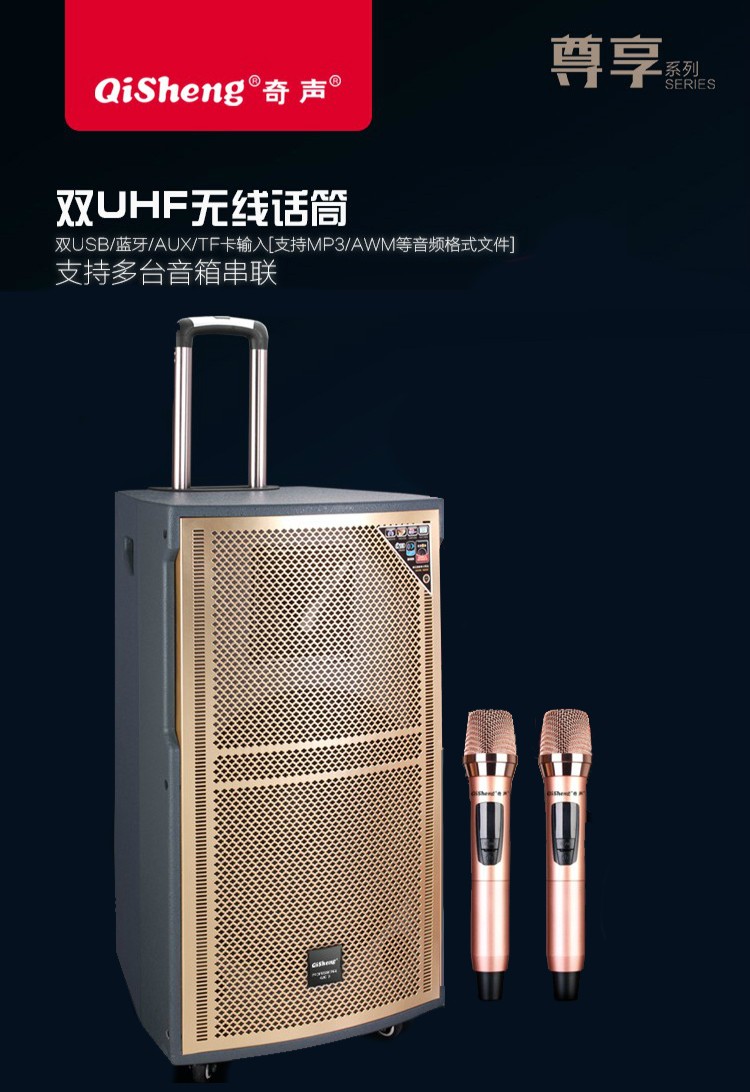 奇声qisheng奇声广场舞音响户外拉杆音箱移动便携蓝牙u盘插卡大功率重